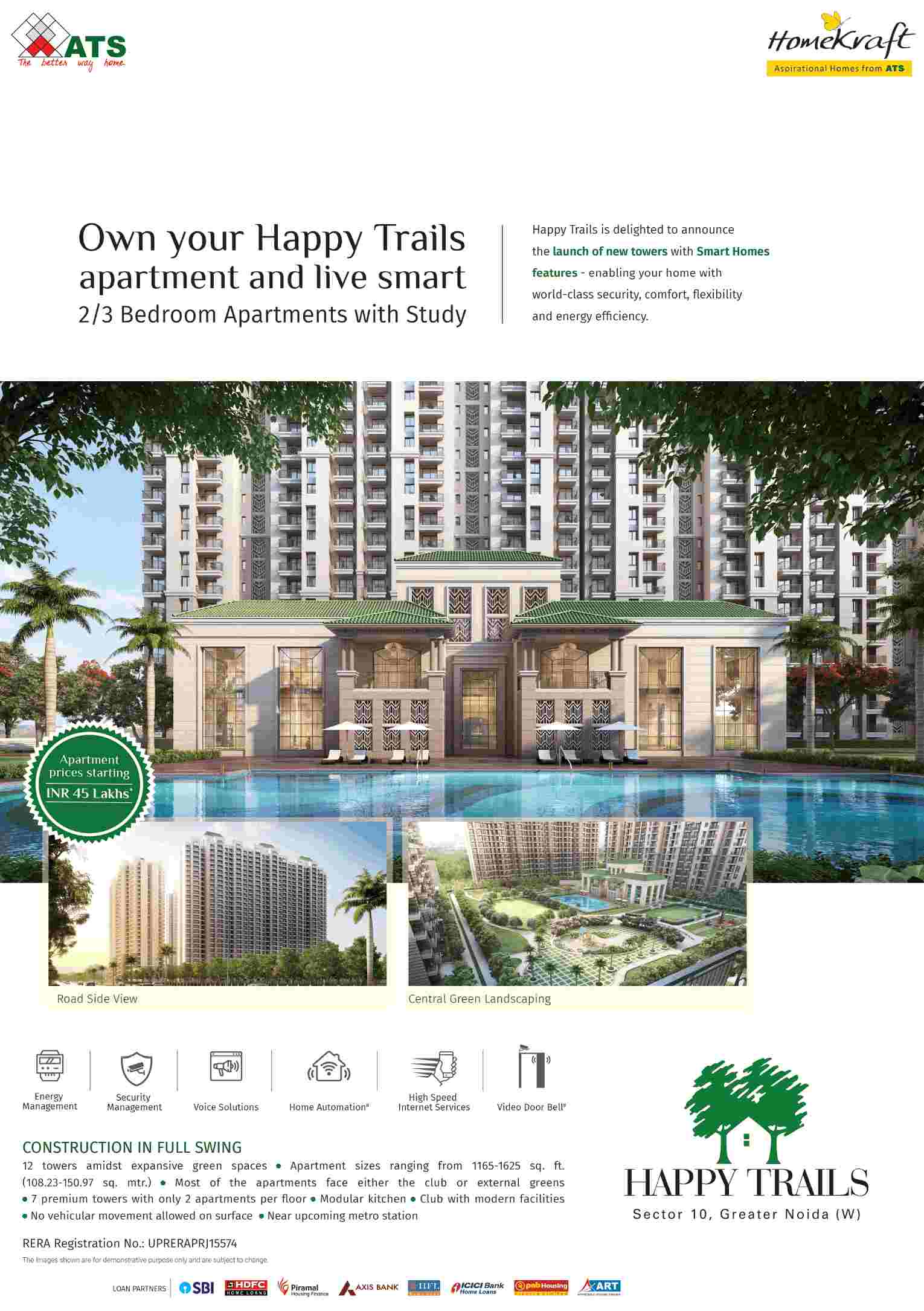 Live smart by owning an apartment at ATS HomeKraft Happy Trails in Sector 10, Greater Noida Update